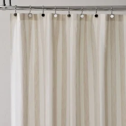 Cotton Linen Stripe Shower Curtain