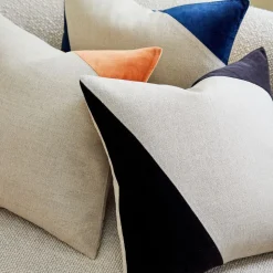 Cotton Linen & Velvet Corners Pillow Cover
