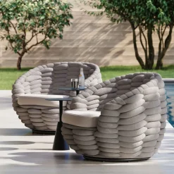 Cozy Upholstered Outdoor Swivel Chair