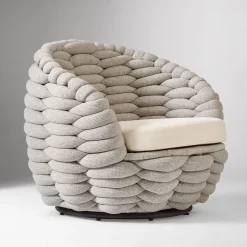 Cozy Upholstered Outdoor Swivel Chair
