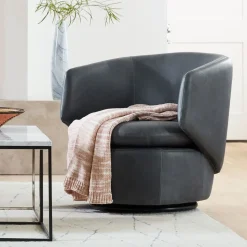 Crescent Leather Swivel Chair