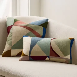 Crewel Colored Shapes Pillow Cover