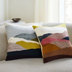 Crewel Landscape Pillow Cover