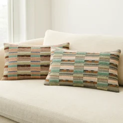 Crewel Multi Geo Block Pillow Cover
