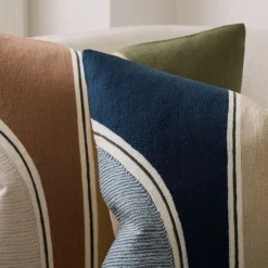 Crewel Outlined Shapes Pillow Cover