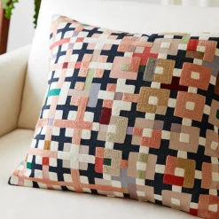 Crewel Patchwork Pillow Cover