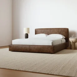 Curved Modern Faux Leather Bed