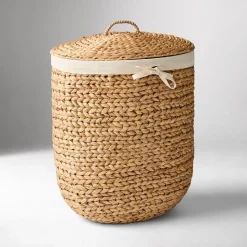 Curved Seagrass Lidded Hamper