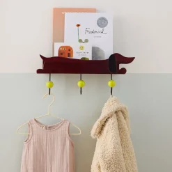 Dachshund Shelf with Hooks (16")