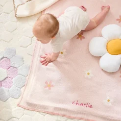 Daisy Knit Sherpa Baby Blanket