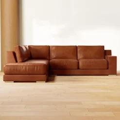 Dalton Leather 2-Piece Bumper Chaise Sectional (109"–119")