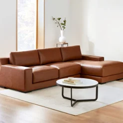 Dalton Leather 2-Piece Chaise Sectional (111"–121")