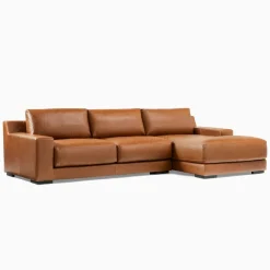 Dalton Leather 2-Piece Chaise Sectional (111"–121")
