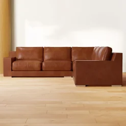 Dalton Leather 3-Piece L-Shaped Sectional (109"–119")