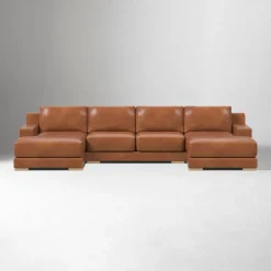 Dalton Leather 3-Piece U-Shaped Chaise Sectional (151")