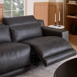 Dalton Motion Reclining Leather 3-Piece Chaise Sectional (119.5")