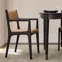 Damon Cafe Leather Dining Arm Chair