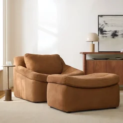 Danver Leather Chair & Ottoman Set