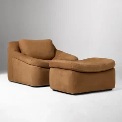 Danver Leather Chair & Ottoman Set