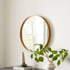 Deep Frame Round Thin Metal Wall Mirror