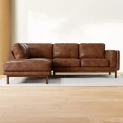 Dekalb Leather 2-Piece Bumper Chaise Sectional (102")