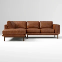 Dekalb Leather 2-Piece Bumper Chaise Sectional (102")