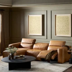Delevan Leather Power Recliner 3-Piece Chaise Sectional (121")