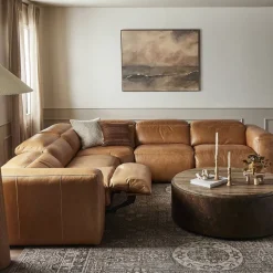 Delevan Leather Power Recliner L-Shaped Sectional (126")