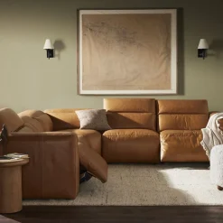 Delevan Leather Power Recliner L-Shaped Sectional (126")