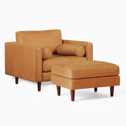 Dennes Leather Chair & Ottoman Set