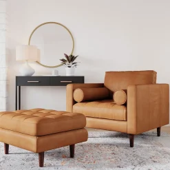 Dennes Leather Ottoman