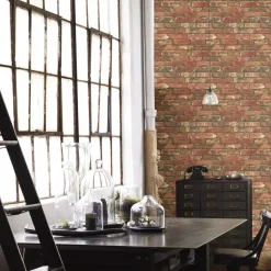 Distressed Red Brick Wallpaper