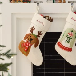 Dog with Antlers Felt Stocking