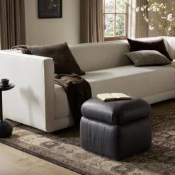 Dravien Leather Ottoman