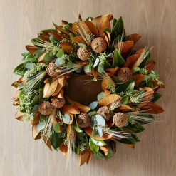 Dried Magnolia Wheat Wreath