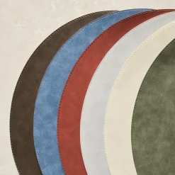 Easy-Care Round Faux Leather Placemats