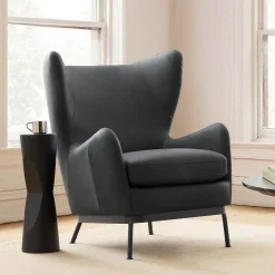 Edgar Leather Chair - Metal Legs