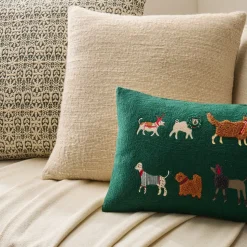 Embroidered Pups Pillow Cover & Throw Set