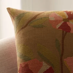 Embroidered Ribbed Floral Pillow Cover