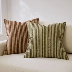 Embroidered Stripe Pillow Cover