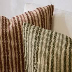 Embroidered Stripe Pillow Cover