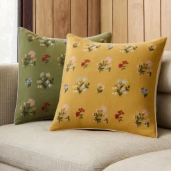 Emma Chamberlain Embroidered Floral Pillow Cover