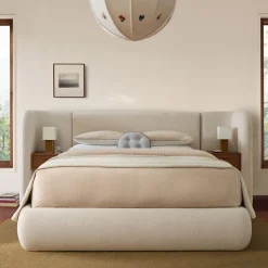 Emma Chamberlain Wingback Bed with Charging Nightstands