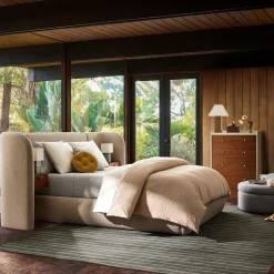 Emma Chamberlain Wingback Bed with Charging Nightstands