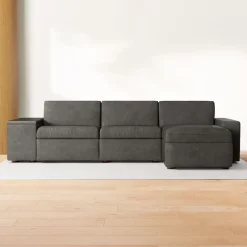 Enzo Leather 3-Piece Reclining Chaise Sectional w/ Storage (108")