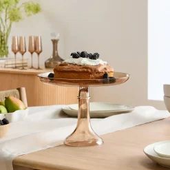 Estelle Colored Glass Cake Stand & Dome
