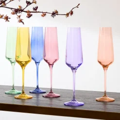 Estelle Colored Glass Champagne Flute (Set of 6)