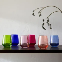 Estelle Colored Glass Stemless Wine Glass (Set of 6)