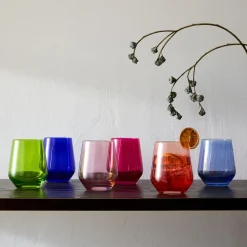 Estelle Colored Glass Stemless Wine Glass (Set of 6)