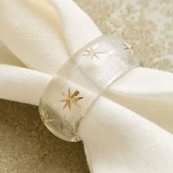 Etched Glass Snowflake Napkin Ring Sets
